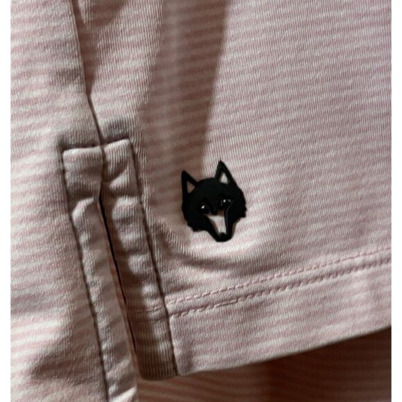 Greyson Men's Medium Short Sleeve 1/4 Button Pink White Golf Polo Shirt 🏌️ - Picture 8 of 10